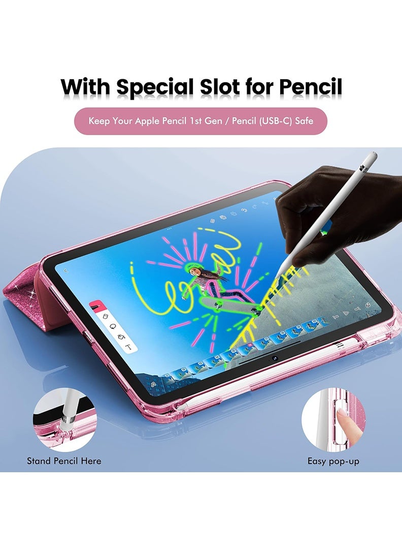 Theodor Case For iPad (A16) 11th 11 inch 2025 Gen iPad 11 Case/ iPad 10th Gen 2022 iPad 10 Case Glittering Sparkly Shockproof Cover with Shiny Clear Back for iPad 11th 2025/ iPad 10th Gen 2022- Glitter Pink - Image 5